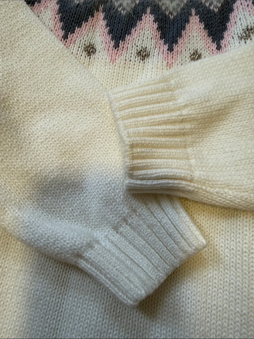 Gymboree off white Sweater Dress with Pink & Gray Fair Isle Yoke